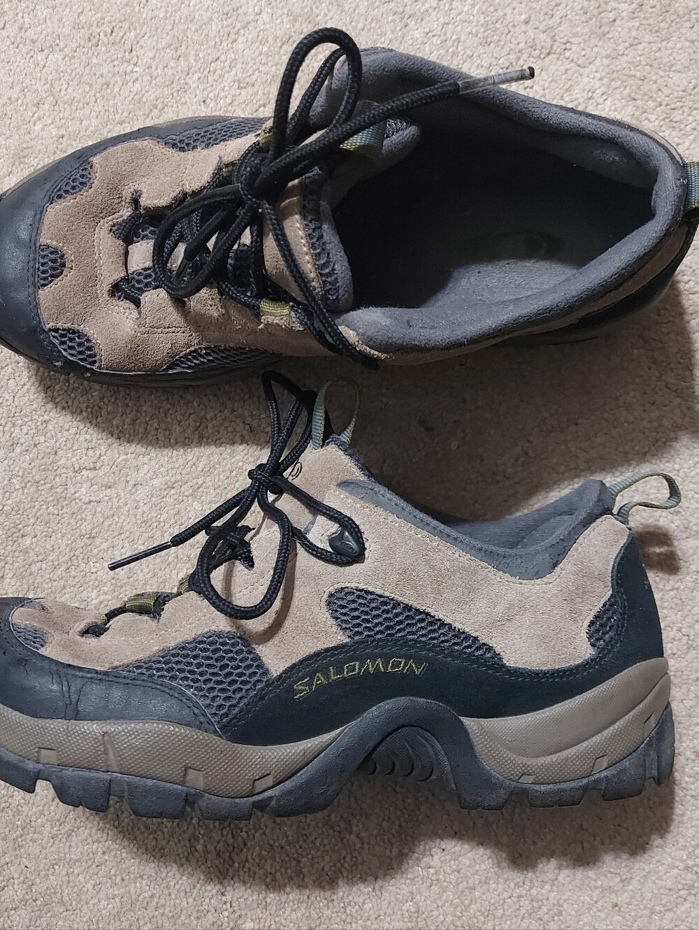Salomon Contagrip Clima-Dry Hiking Shoes Mens 9 Beige Outdoor Trail